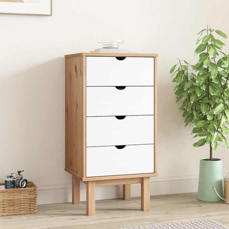 Teenpull – Schubladenschrank OTTA Braun & Weiß 45x39x90 cm Massivholz (1/5)