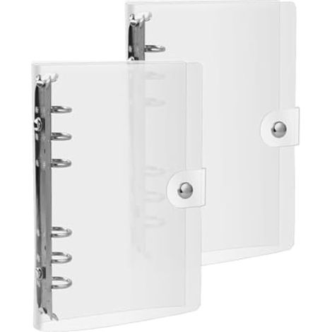 Classeur A6 Transparent 2 PCS - Classeur Souple à 6 Anneaux Rechargeable en PVC étanche & Résistant Housse de Protection pour Fiches Documents/Carnet Budget Compatible Anneaux de Reliure (1/4)
