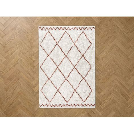 BOBOCHIC - Tapis poils longs SIMON motifs graphiques 200x290 Beige (1/5)