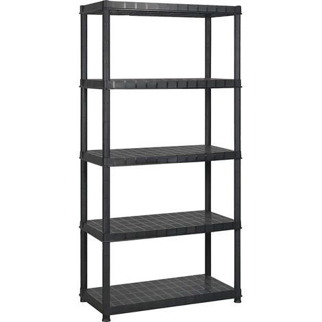 vidaXL Estanterías de almacenaje 5 niveles plástico negro 255x40x185cm (1/2)