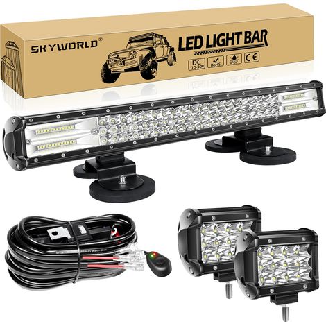 Barra de luz LED, construcción duradera, patrones de haz versátiles, cable de 23 pulgadas y 2 x 36 W. (1/2)