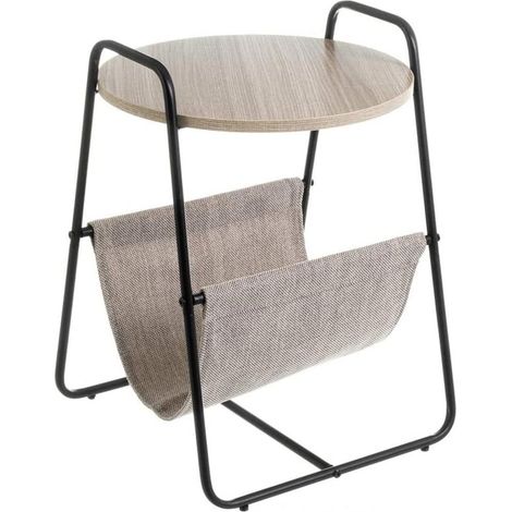 Tavolino Caffe Divano Rotondo con Portariviste Design Moderno Industriale Nero