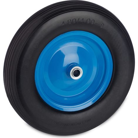 Roue de brouette 4.80 4.00-8 Rechange, Pneu Caoutchouc Plein, Jante Acier, Charge 120 kg, Noir/Bleu (1/5)
