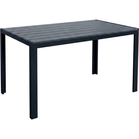 Tavolo Fisso Paros Design Moderno Grigio Pietra Gambe Nere Sala 140x80x75cm (1/5)