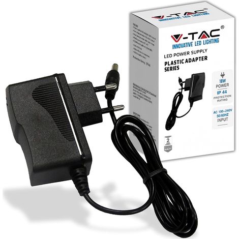 V-TAC Alimentatore 12V 18W 1,5A per Telecamere, Strisce LED, Modem - Trasformatore Plug&Play con Spina Corrente Casa per Schermi e Apparecchiature Elettroniche - Input AC 100-240V 50/60Hz (1/5)