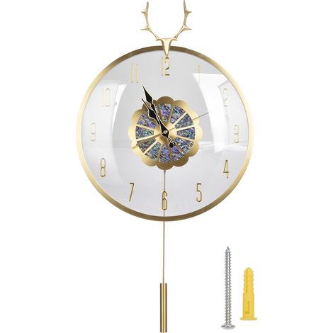 Horloge Murale Tête de Cerf en Cuivre Silencieuse 42x34cm Design Artistique Moderne pour Salon Chambre Bureau Décoration Intérieure Élégante (1/5)