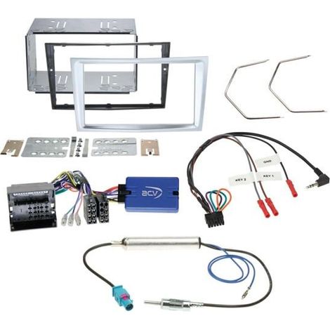 Kit 2-DIN Opel différents véhicules chrome mat SWC/antenne