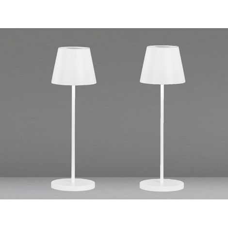 2er SET Akku Tischlampen Weiß ohne Kabel mit Ladestation, Höhe 34cm (1/5)