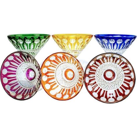 Copas de martini de cristal de colores de 170 ml, estilo francés. (1/4)