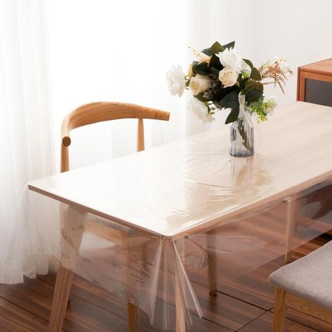 Transparente PVC Tischdecke 140x220cm, abwaschbar, wasserdicht, zuschneidbar