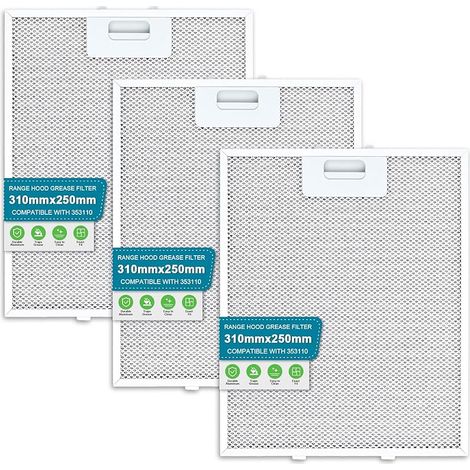 Filtre Hotte Extracteur 310 x 250, Filtre à Graisse Compatible avec Bosch Campana Extractrice de Cuisine par (3 Pièces) (1/5)