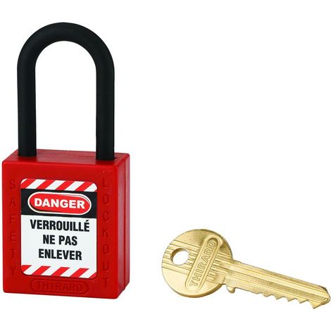 Vorhängeschloss rot THIRARD Nylonbügel Ø6 Breite 40 mm mit 1 Schlüssel variiert - 005238RD