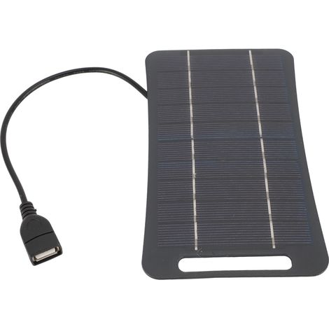 Panneau solaire USB 5V 5W professionnel à haut rendement, en silicium monocristallin, portable et chargeur idéal pour le camping, les voyages et les activités de plein air (noir). (1/5)