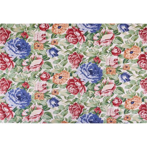 Alfombra de algodón verde rojo azul 200 x 300 cm patrón floral tejido plano Farwan