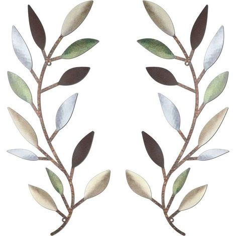 Ahlsen – Décoration murale en métal feuille d'arbre – Art mural en fer forgé – Style moderne pour salon et chambre – Facile à accrocher (1/5)