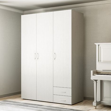 Armadio 3 ante e 2 cassetti Seba3 120x51,6x177h colore bianco (1/4)