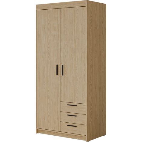 Armario Novduni 112, Roble, 191x90x53cm, Puertas de armario: Con bisagras, Número de estantes: 0 (1/4)