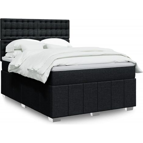 Boxspringbett mit Matratze Schwarz 140x190 cm Stoff (1/5)