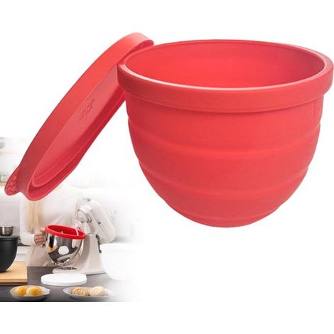 Bol mélangeur en silicone – bol à pâte – bol basculant avec intérieur en silicone – bol de conservation avec couvercle – bol mélangeur – Idéal pour les pâtes, la crème fouettée et divers ingrédients – (1/5)