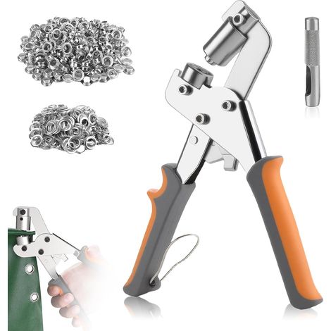10mm Pince a Oeillets avec 200 Oeillets, Magnétique Pince à Oeillets avec 10mm Stempel pour Bâche Pince a Oeillets 3/8 Pouces Pince Oeillet pour Baches Cuir Carton Tissu (1/5)