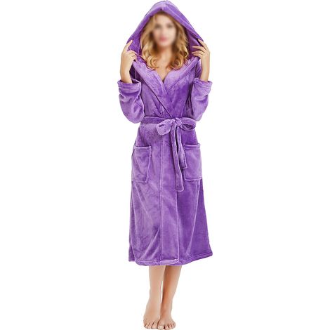 1 Peignoir polaire, capuche, doux, long, femme, maison (1/5)