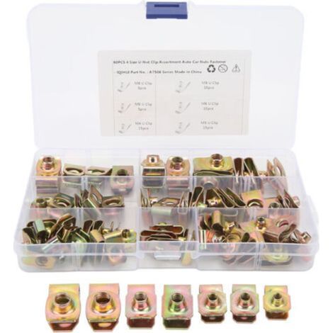60 pièces U écrou Clip Kit forte résistance à la rouille haute élasticité M4 M5 M6 M8 U écrous ensemble pour voiture moto (1/4)