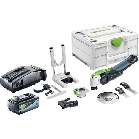 Festool VECTURO OSC 18 Basic Set di utensili oscillanti a batteria 18 V Starlock Max Brushless + 1x batteria 8,0 Ah + caricatore rapido + systainer