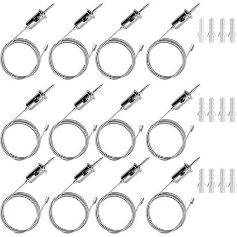 Kit de 12 câbles de suspension hexagonaux pour garage, chaînes de suspension en acier, connecteur de lumière alvéolé, câble métallique suspendu de 2 m (1/5)