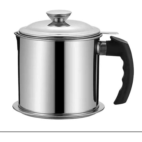 Bidon De Graisse En Acier Inoxydable 304, Récipient De Stockage D'huile Réutilisable Avec Filtre à Mailles Fines, Pour Huile De Cuisson, Stockage D'huile De Friture Cuisine (1.3L,A) (1/5)