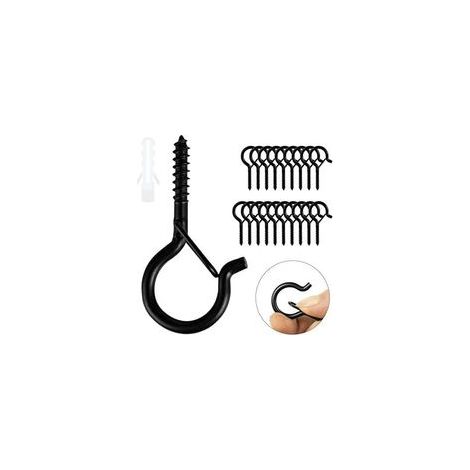 Piton à Visser Noir 30 Pièces Crochet à Visser Charge Lourde Avec Boucle de Sécurité Crochet de Plafond Bois Pour Suspendre des Paniers à Plantes, des Mangeoires à Oiseaux, des Lanternes,Tasse