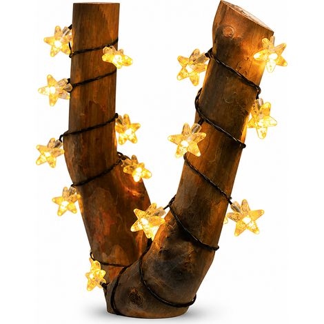 Guirlande Lumineuse LED Étoiles, Blanc Chaud, 10 m, 80 LED, à Piles, Fixe et Clignotante, Décoration de Noël Extérieur (1/5)