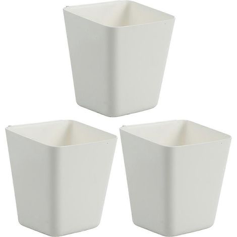 Lot de 3 petits seaux suspendus créatifs pour cuisine, salle de bain ou garage - Boîte de rangement pratique à fixer à l'arrière-13x12cm-White