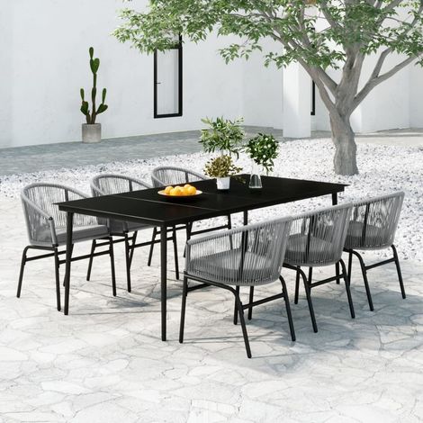 Juego de comedor de jardín 7 piezas ratán sintético gris vidaXL (1/5)