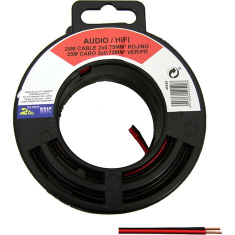 25 metros cable paralelo AUDIO 2x0,75mm² Bicolor Rojo/Negro