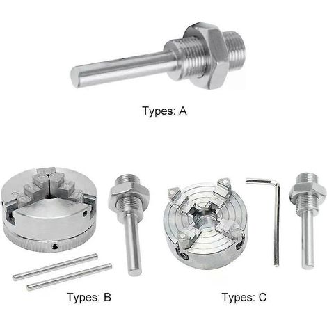 Drehbankfutter aus Zinklegierung, 4-Backen/3-Backen, Verbindungsstange, selbstzentrierendes Holzdrehfutter, optionale Klemme für Mini-Metalldrehbank (1/4)