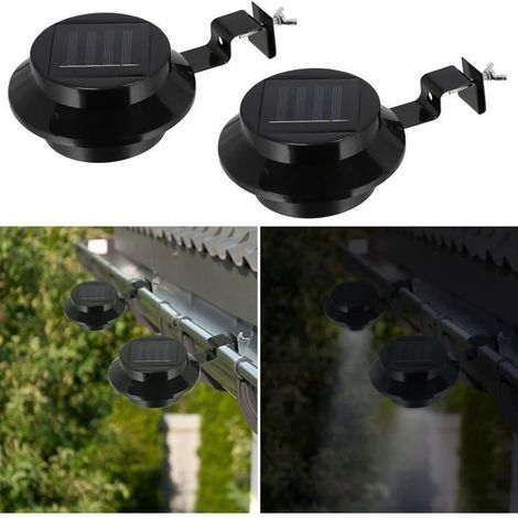 Set of 2 Solar Gutter Lights - Plastic and Iron - Gutter Lighting - Outdoor Lighting (1/4)