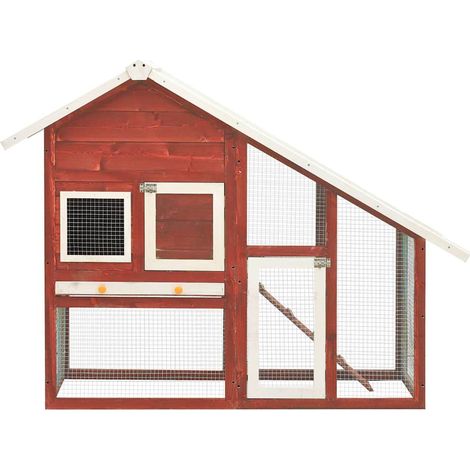 Maison Exclusive - Conigliera Rosso e Bianco 140x63x120cm Legno Massello di Abete (1/5)