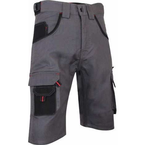 LMA – Bermuda multipoches bicolore gris et noir 42 – Tissu croisé 60% coton 40% polyester – Empiècements Oxford imperméable