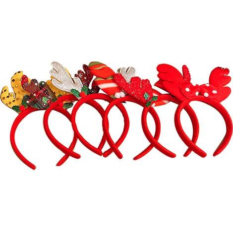 5pcs Bandeau de Noël en coton doux et acier inoxydable, bois de renne, Père Noël, serre-tête festif pour cheveux (1/5)