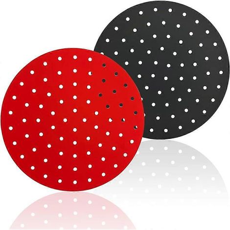 Tapis de panier de friteuse à air réutilisables antiadhésifs (ronds) - Lot de 2, en silicone facile à nettoyer (1/4)