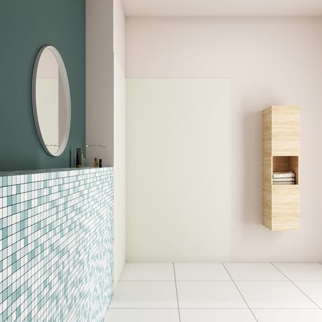 H.210 cm Pannello Doccia ad Angolo 100x100 cm Realizzato in Alluminio da 3 mm con Profili Finitura Bianco Avorio per Rivestimento Parete Bagno (1/5)