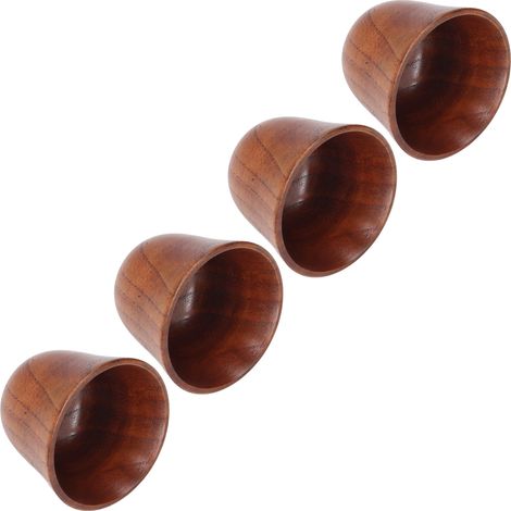 Lot de 4 tasses en bois, 75 ml, bois naturel, saines, sûres, non toxiques, style rétro, isothermes (1/5)
