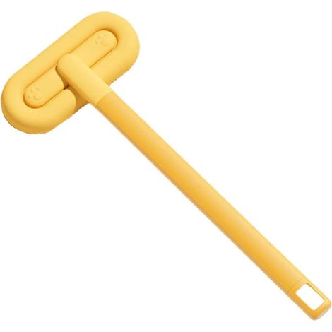 Brosse anti-poils à long manche – Nettoyeur manuel réutilisable et efficace pour poils de chiens et chats – Idéal pour canapés, tapis et meubles – Jaune (1/5)
