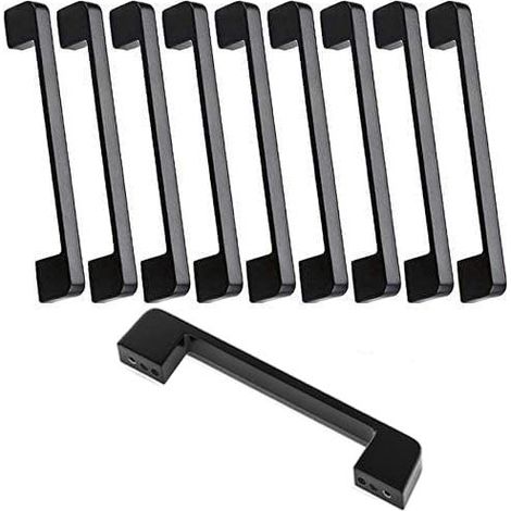 10 Poignées Noires Entraxe 160mm Barre Meuble Cuisine Design Contemporain (1/4)