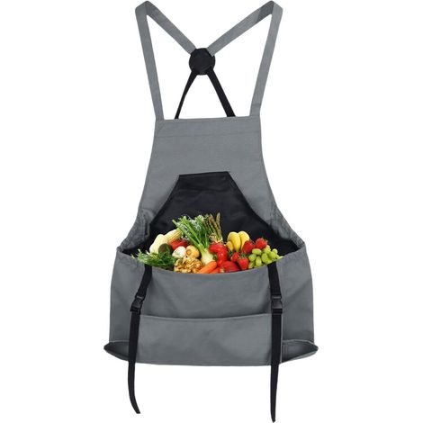 Gartenschürze – 1-teilig – Oxford-Gewebe und PVC – wasserdicht mit geräumigen Taschen – zum Jäten und Ernten für Damen und Herren – 60 x 50 x 20 cm (1/5)