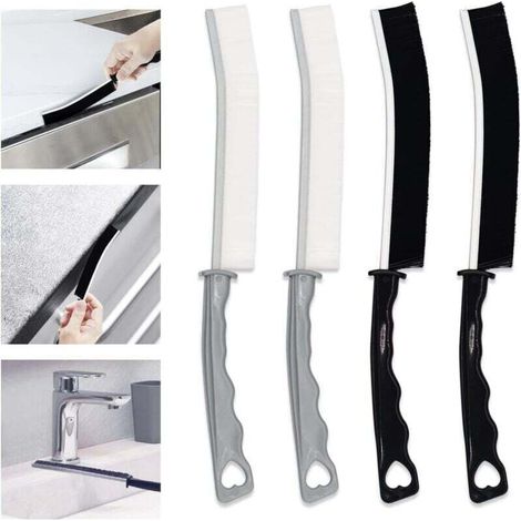 Set di 4 spazzole per fughe di piastrelle (2 colori), spazzola per la pulizia del bagno, ideale per scanalature, fessure e sporco nelle fughe - Crezuo