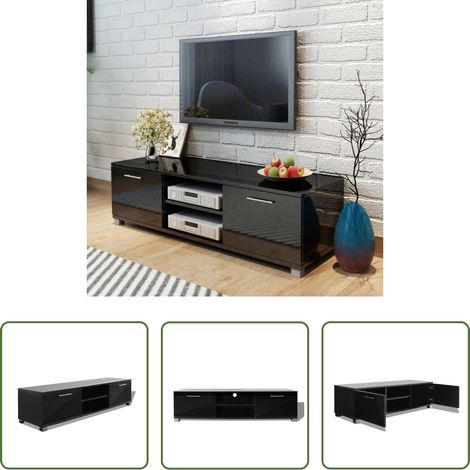 vidaXL Wohnzimmer-Schrank - TV-Schrank Hochglanz-Schwarz 120x40,5x35 cm (1/5)