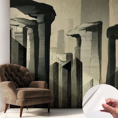 Tapete adhésive moderne pour salon et chambre à coucher Décoration rapide avec colle Architecture brute 250x250 cm (1/5)