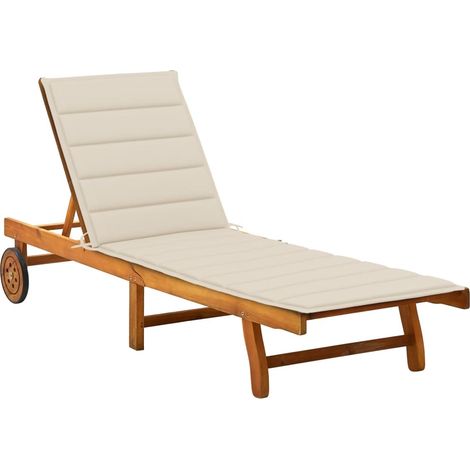 Chaise longue de jardin avec coussin Bois d'acacia solide
