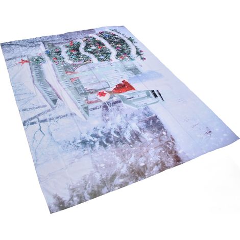 Tenture Murale Arbre de Noël Motif Décoratif en Fibre Polyester pour Salon Chambre 230x180cm (1/5)